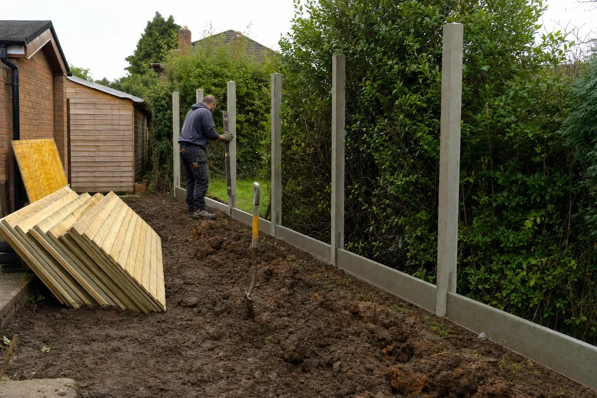Fence installation work at a Wolverhampton property